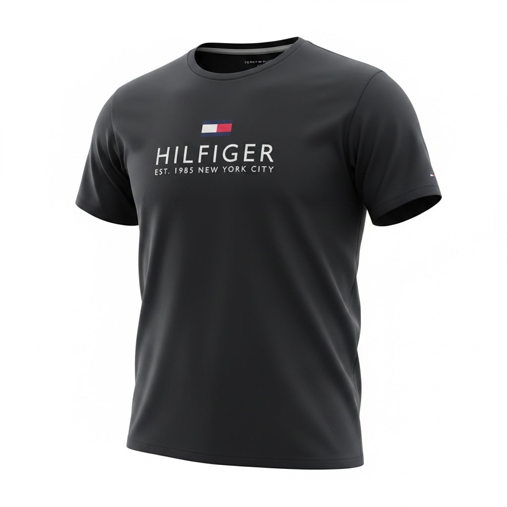 picknpack charcoal grey Tommy Hilfiger crew neck t-shirt with white logo and New York City graphic on chest