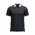 picknpack Tommy Hilfiger charcoal pique polo shirt with a white collar and striped sleeve cuffs