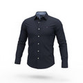 picknpack Tommy Hilfiger navy blue long sleeve button-down dress shirt with point collar and chest logo embroidery