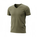 picknpack Tommy Hilfiger olive green short sleeve V-neck t-shirt in soft cotton blend with chest logo embroidery