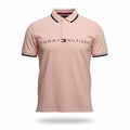 picknpack Tommy Hilfiger pastel pink cotton pique polo shirt with navy collar trim and chest logo