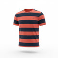 picknpack Tommy Hilfiger crew neck t-shirt featuring horizontal coral and navy blue stripes and chest logo embroidery