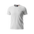 picknpack Tommy Hilfiger white crew neck short sleeve cotton t-shirt with a chest pocket and logo embroidery