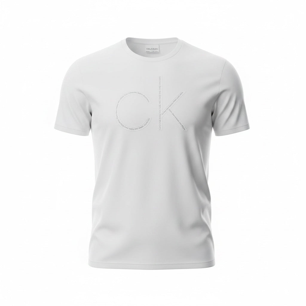 picknpack white Calvin Klein crew neck t-shirt with tonal graphic logo on the chest made from soft cotton