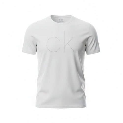 picknpack white Calvin Klein crew neck t-shirt with tonal graphic logo on the chest made from soft cotton