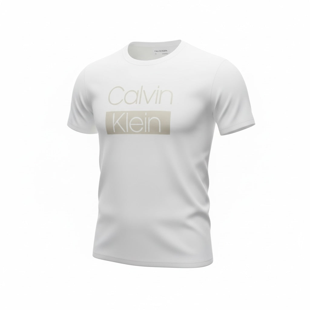 picknpack white Calvin Klein short sleeve crew neck cotton t-shirt with a subtle logo print on the chest