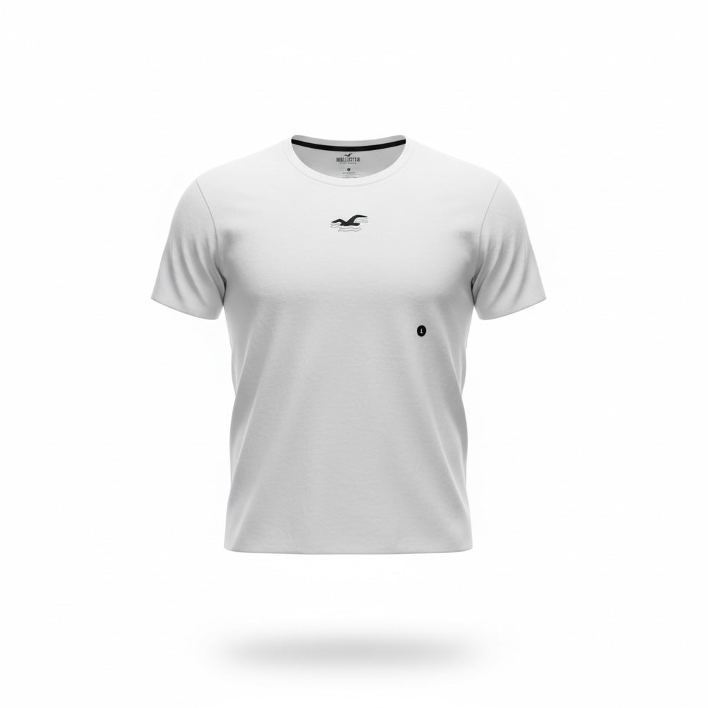 picknpack white Hollister short sleeve crew neck t-shirt with a small black graphic on the chest