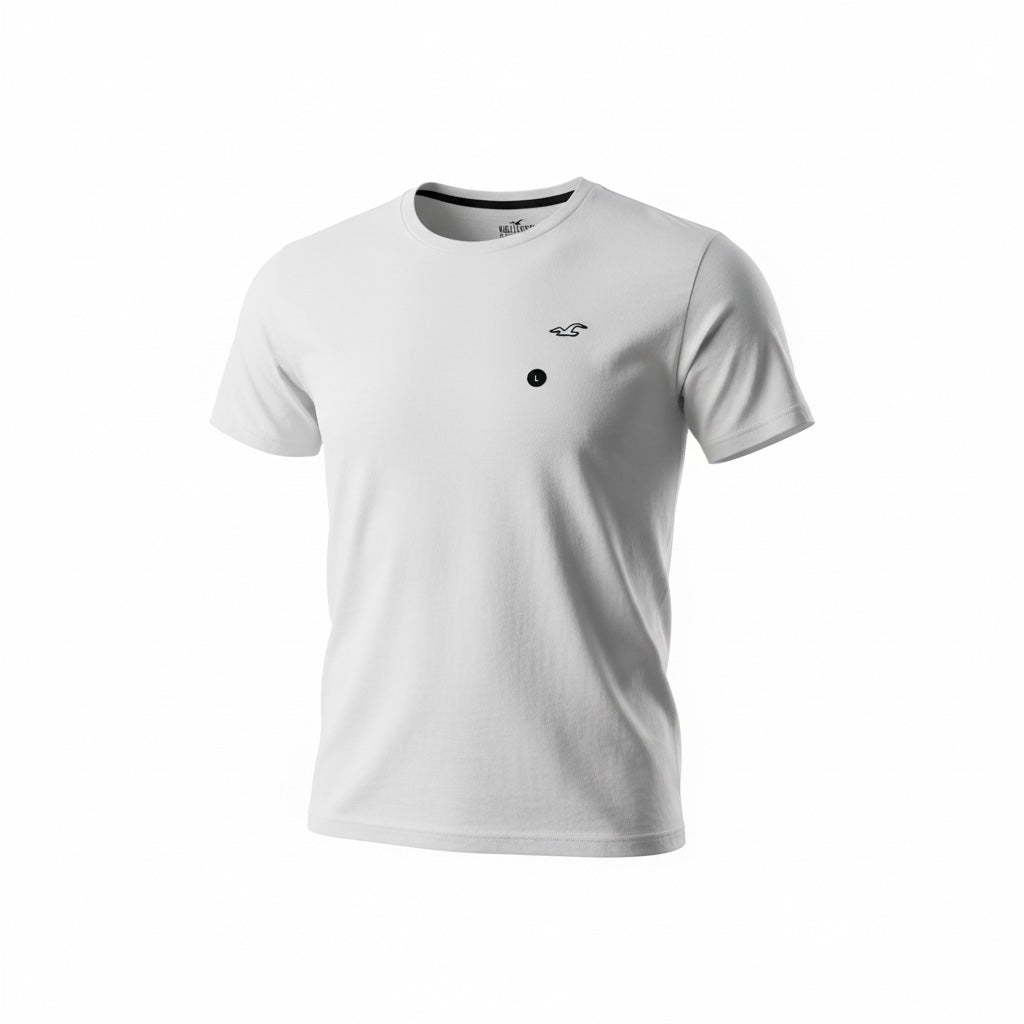 picknpack white Hollister crew neck short sleeve t-shirt with a small embroidered logo on the chest