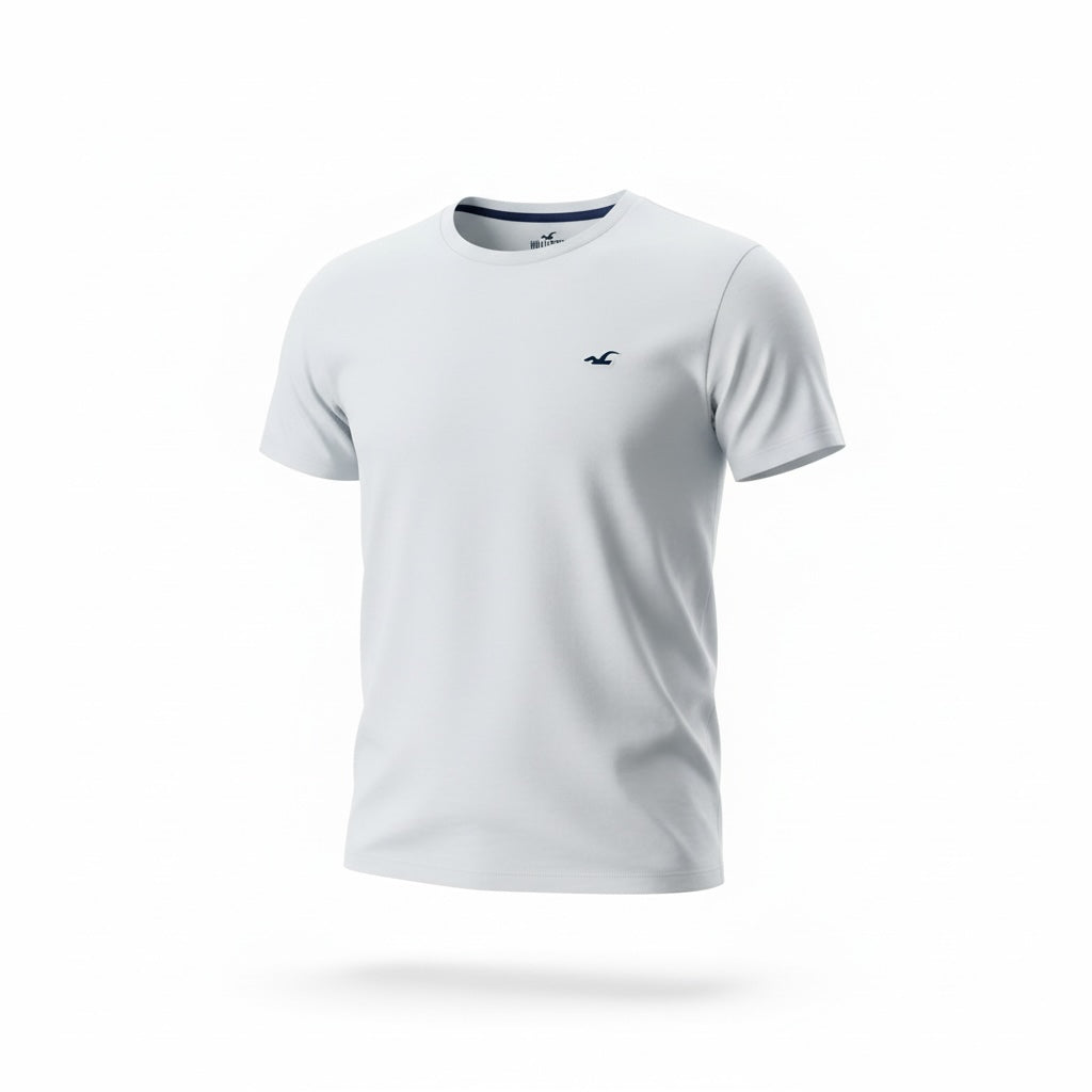 picknpack white Hollister crew neck short sleeve t-shirt with embroidered chest logo