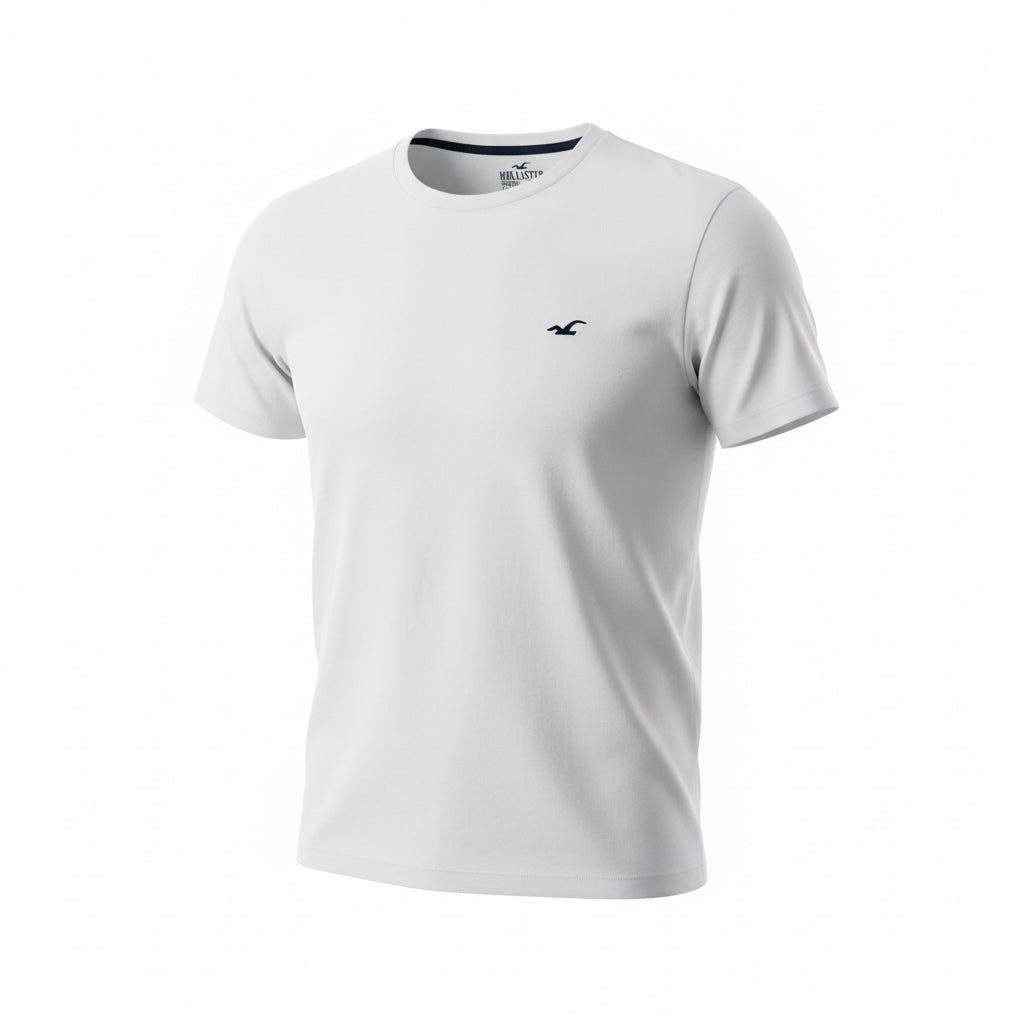 picknpack white Hollister crew neck short sleeve t-shirt with a small embroidered logo on the chest