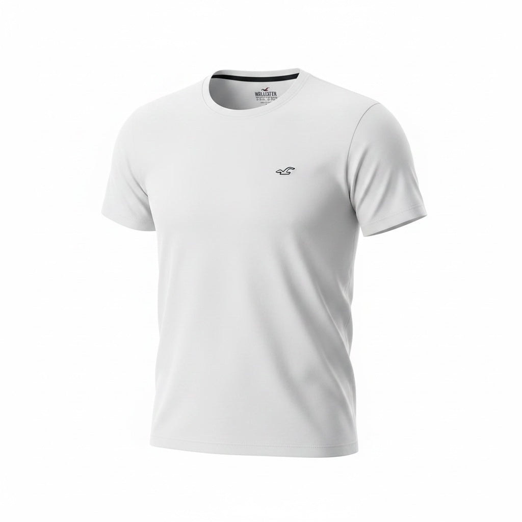 picknpack white Hollister crew neck short sleeve t-shirt with small embroidered logo on chest