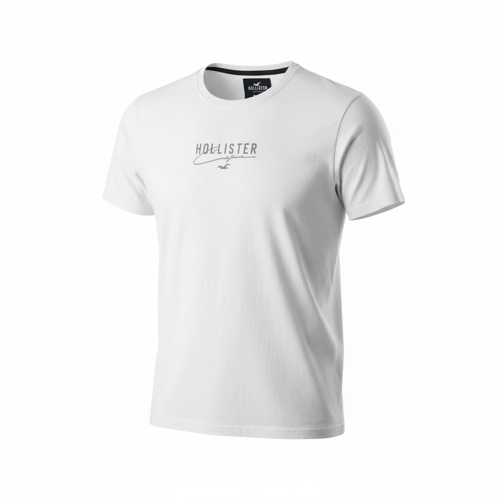 picknpack white Hollister crew neck short sleeve graphic t-shirt in soft cotton-blend fabric