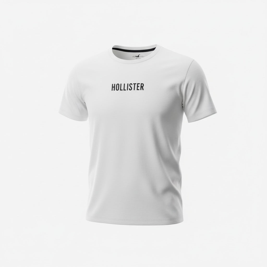 picknpack white Hollister crew neck short sleeve graphic t-shirt with black logo on chest