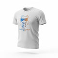 picknpack white cotton crew neck t-shirt featuring a gradient Karl Lagerfeld character graphic on the chest.